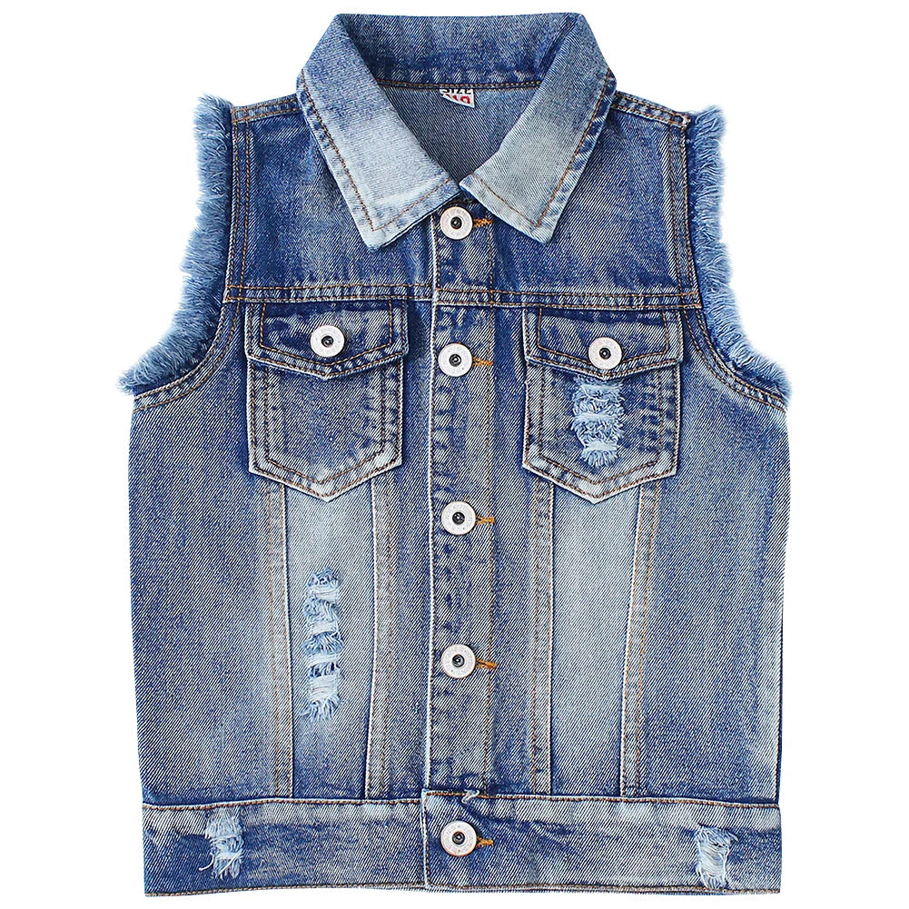 Girls Denim Vest,Kids Denim Jacket,Boys Vest Coat,Sleeveless Tassels Lapel Outerwear,Casual Button Children's Cowboy Waistcoat