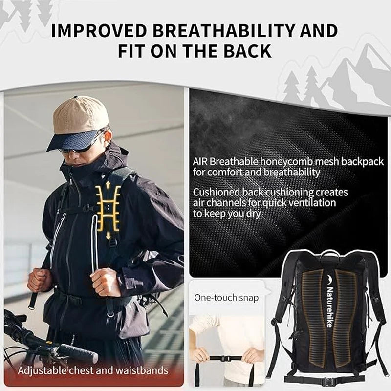 Naturehike Backpack Man Women 25L 30L Large Capacity Shoulder Bag Outdoor Climbing Hiking Portable Lightweight Waterproof Bag