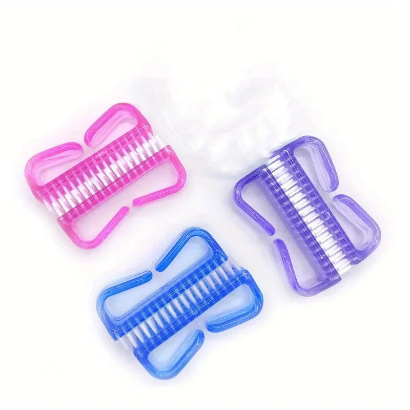 4pcs Nail Cleaning Brush, Plastic Dust Removal Brush, Nail Art Tools, Random Color, Portable, Multi-functional Cleaning Brush.