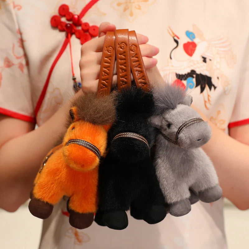 13/22cm High Quality Plush Steed Toy with Saddle Cute Plush Horse Doll Lovely Stuffed Animal Pony Bag Charm