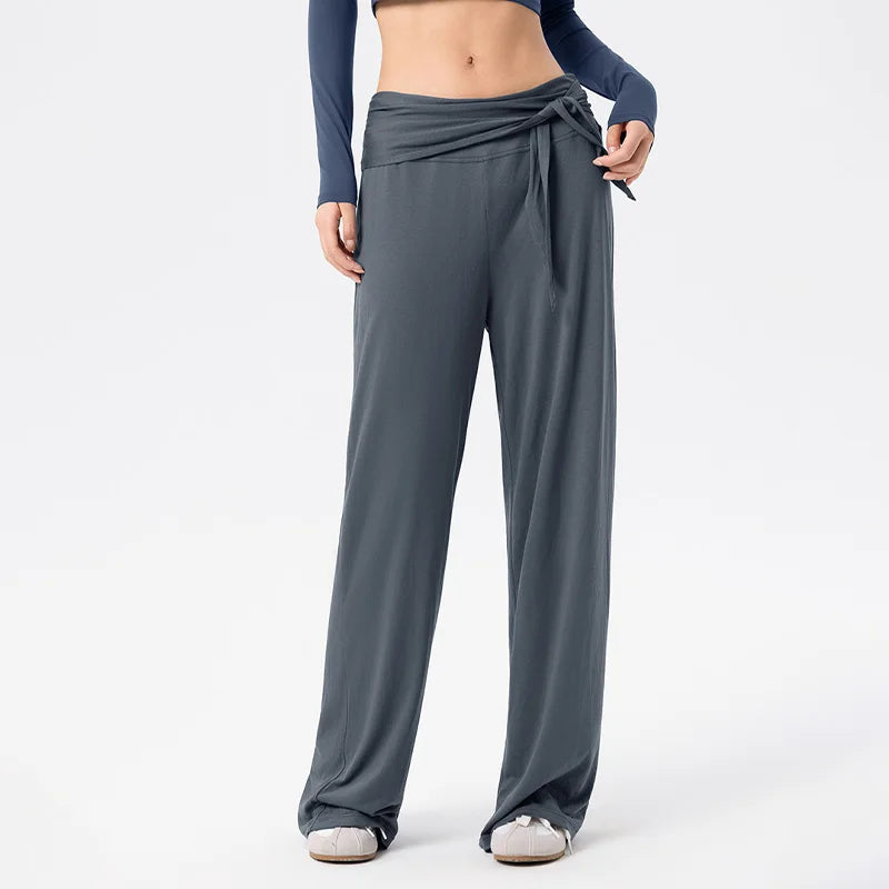 Women High Waisted Yoga Pants Loose Wide Leg Adult Sportwear Casual Outdoor Gym Fitness Soft Breathable Running Trousers