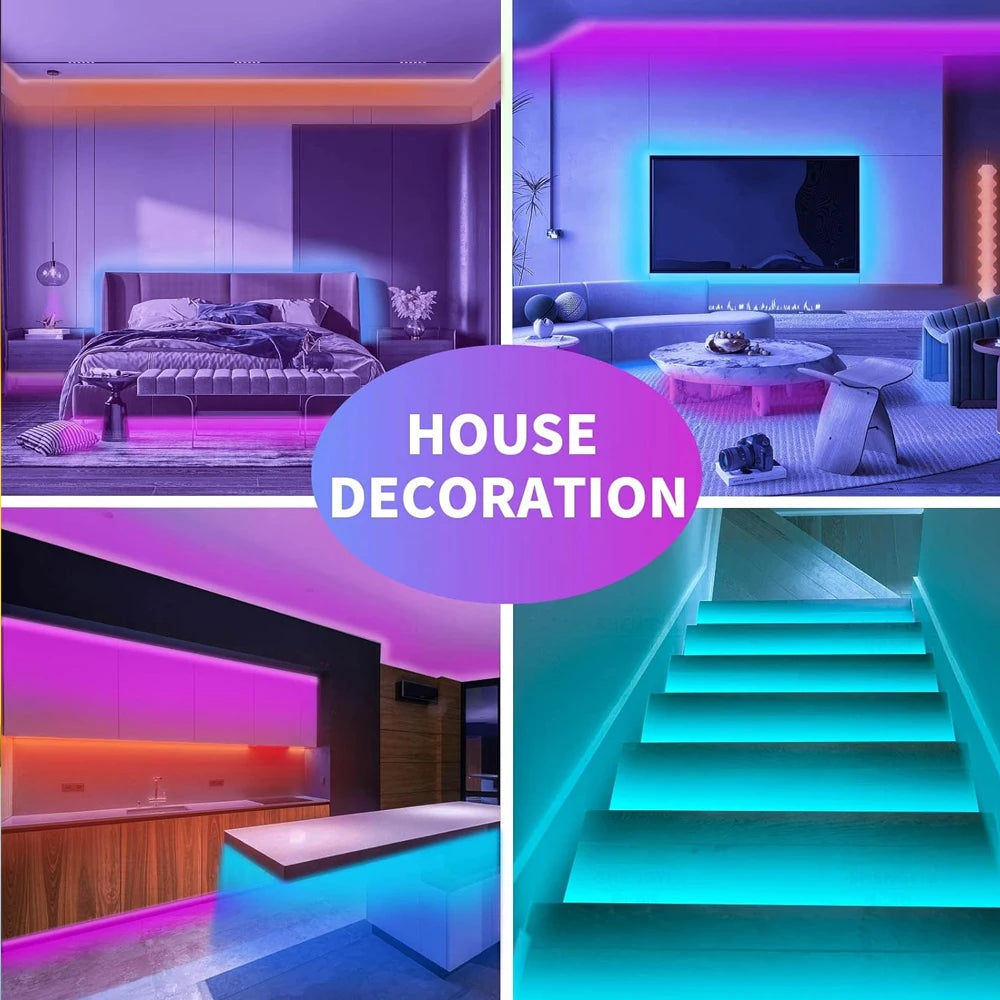 5m 10m 20m RGB+CCT LED Strip 24V 5050 Colorful+Dual White Flexible Dimmable Room Party Light Decor RF Touch Remote Control Kit