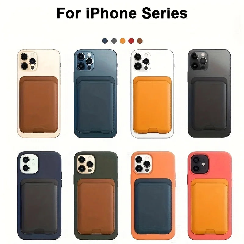 Women Man Leather Soft Card Wallet Phone Card Holder for MagSafe Magnetic Case Suitable for All iPhone Cases Card Phone Back Bag