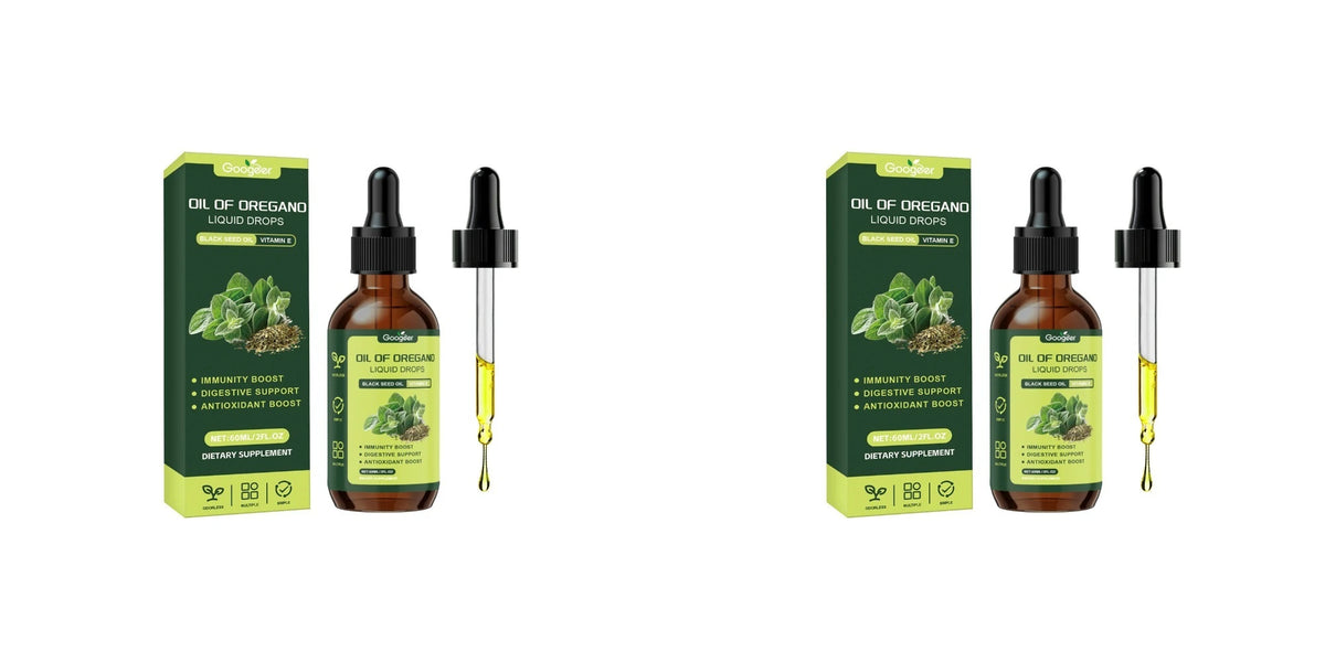 Oregano Oil Liquid Drops with Black Seed Oil VitaminE Natural Herbal Supplement for Immunity Digestive &Antioxidant Support 60ml