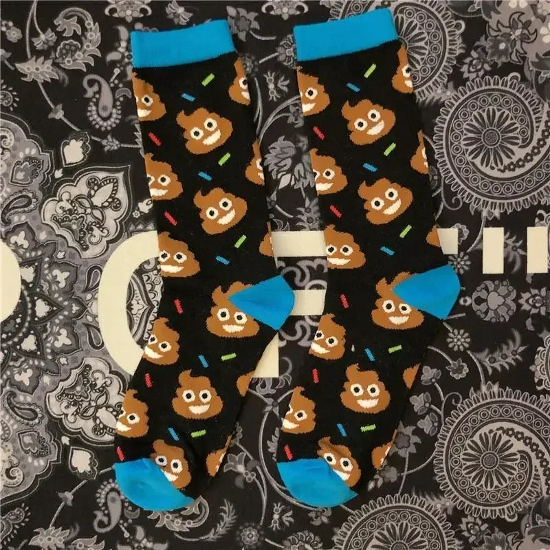 Lovely Street Fashion New Hiphop Cotton Rainbow Socks Harajuku Happy Funny Smile Poop with eyes Shard Dung Birthday Wedding Gift