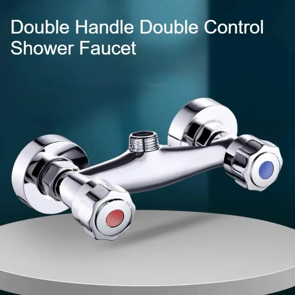 Modern Metal Out Water Inlet Valve Double Control Hot and Cold Double Shower Faucet Valve Wall Mounted Diverter Valve