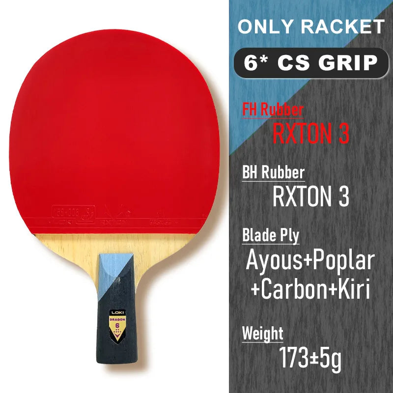 Original LOKI Table Tennis Racket Dragon Series Ping Pong Racket Paddle Bat Professional 6/7/8/9/10 Stars for All Level Players