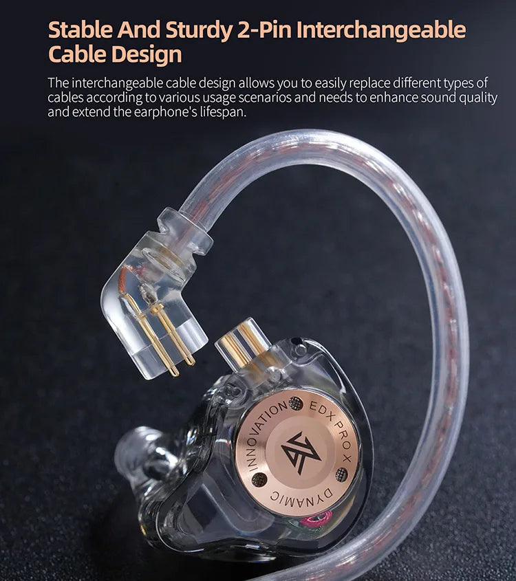 KZ EDX Pro X Single Dynamic Driver In-Ear Monitor Wired Earbuds HiFi Earphone with Detachable Cable