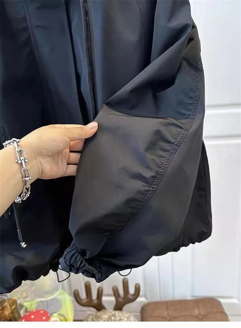 Korean Trench Coat Women 2026 Spring Autumn New Loose  Long Sleeve Casual All-Match Hooded Windbreaker Outerwear Ladies Overcoat
