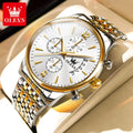 OLEVS Men Watches Top Brand Luxury Watch Waterproof Stainless Steel Men Wristwatch Luminous Quartz Watch Box Gift Set