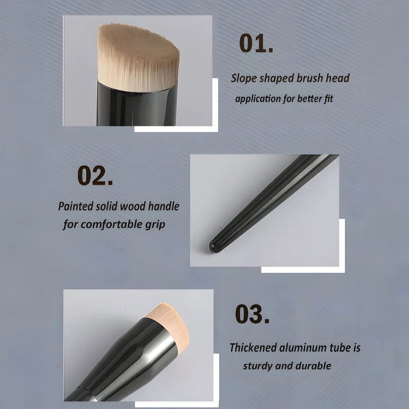 1 Basic Foundation Make-Up Brush Flat Top Brush, Contour Brush, Bevel Powder Blusher Brush, Professional Makeup Brush