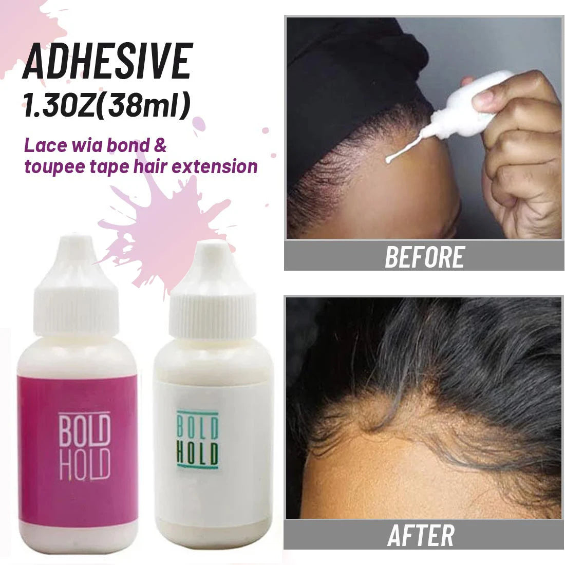 Wig Glue Waterproof Front Lace Wig Glue Private Label Strong Hold Lace Glue Wig Accessories for Frontal Closure Toupee 38ml