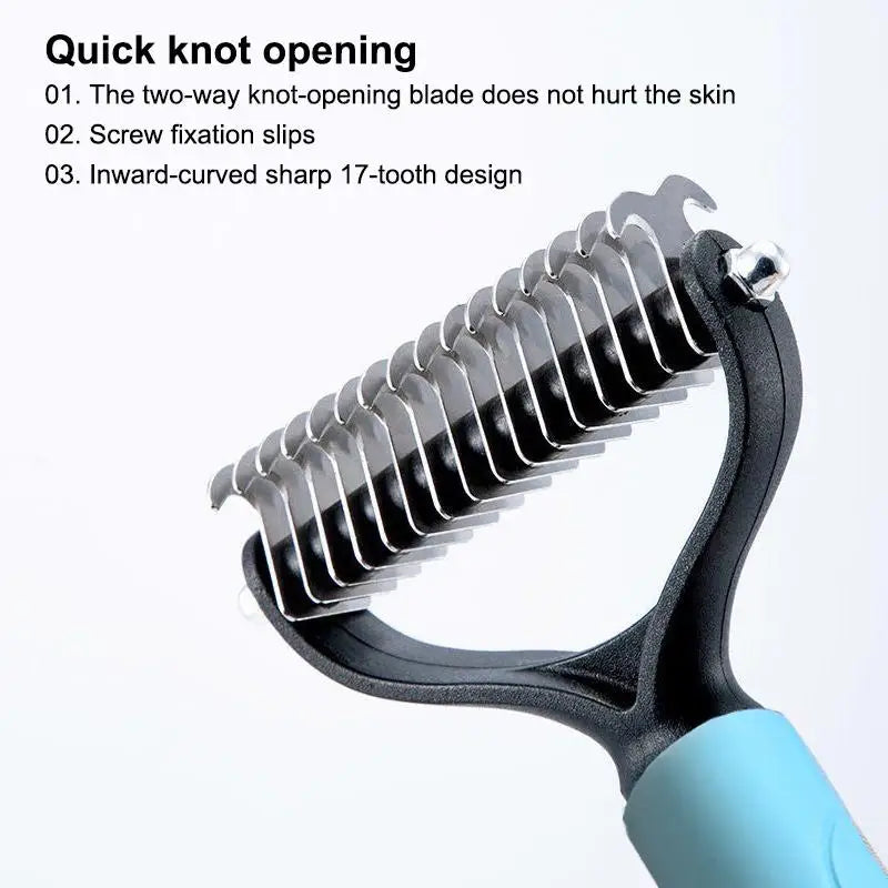 Two sided Pet Deshedding Brush Professional Hair Remover Comb for Dog Cat Grooming Use