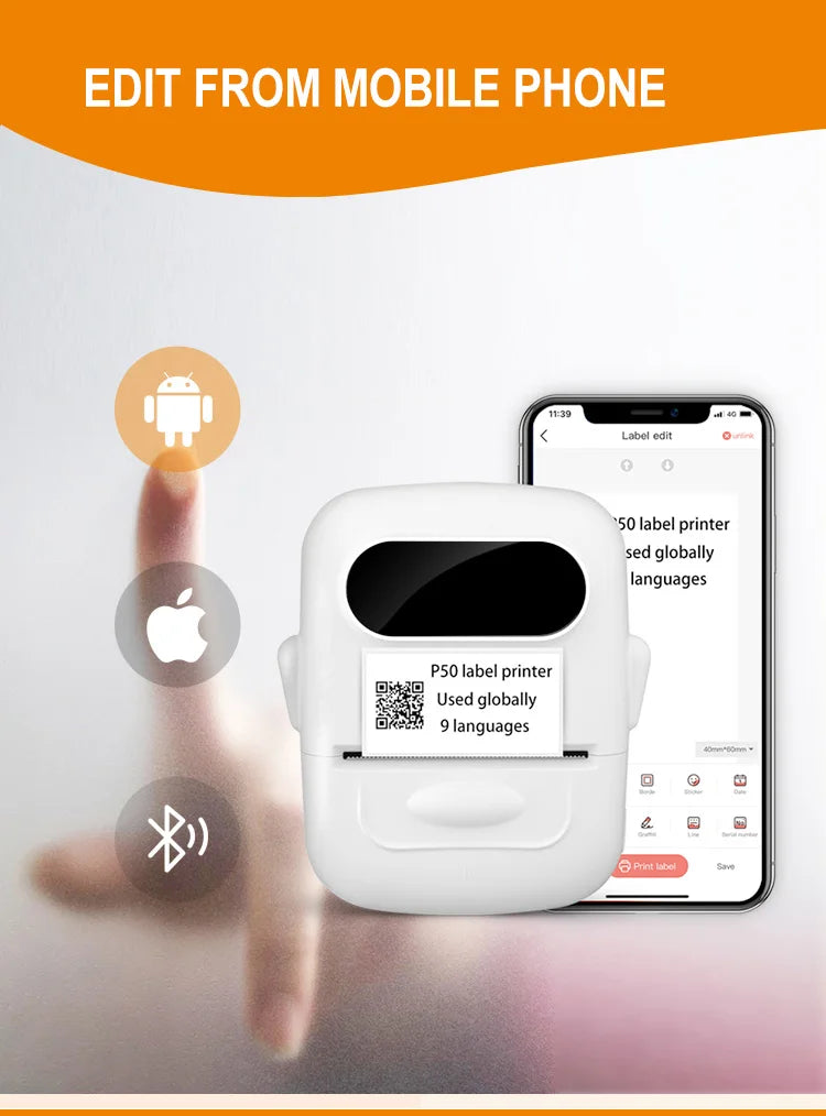 Marklife P50 Bluetooth Mini Portable Thermal Label Maker Printer, Wireless Barcode Price Tag Sticker Printer For Small Business