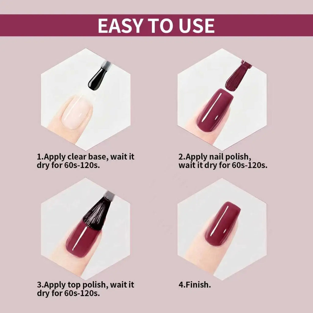 10ML Ice Transparent Plum Color Nail Polish, Berry Rose , No UV Lamp Needed, Long-Lasting, Convenient, Elegant Manicure