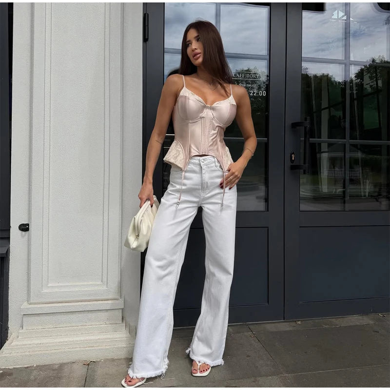 Women Fashion Lace Patchwork Sling Dress Sexy Sleeveless Waist-cinching V-neck Irregular Mini Dresses Summer Lady Party Robe New