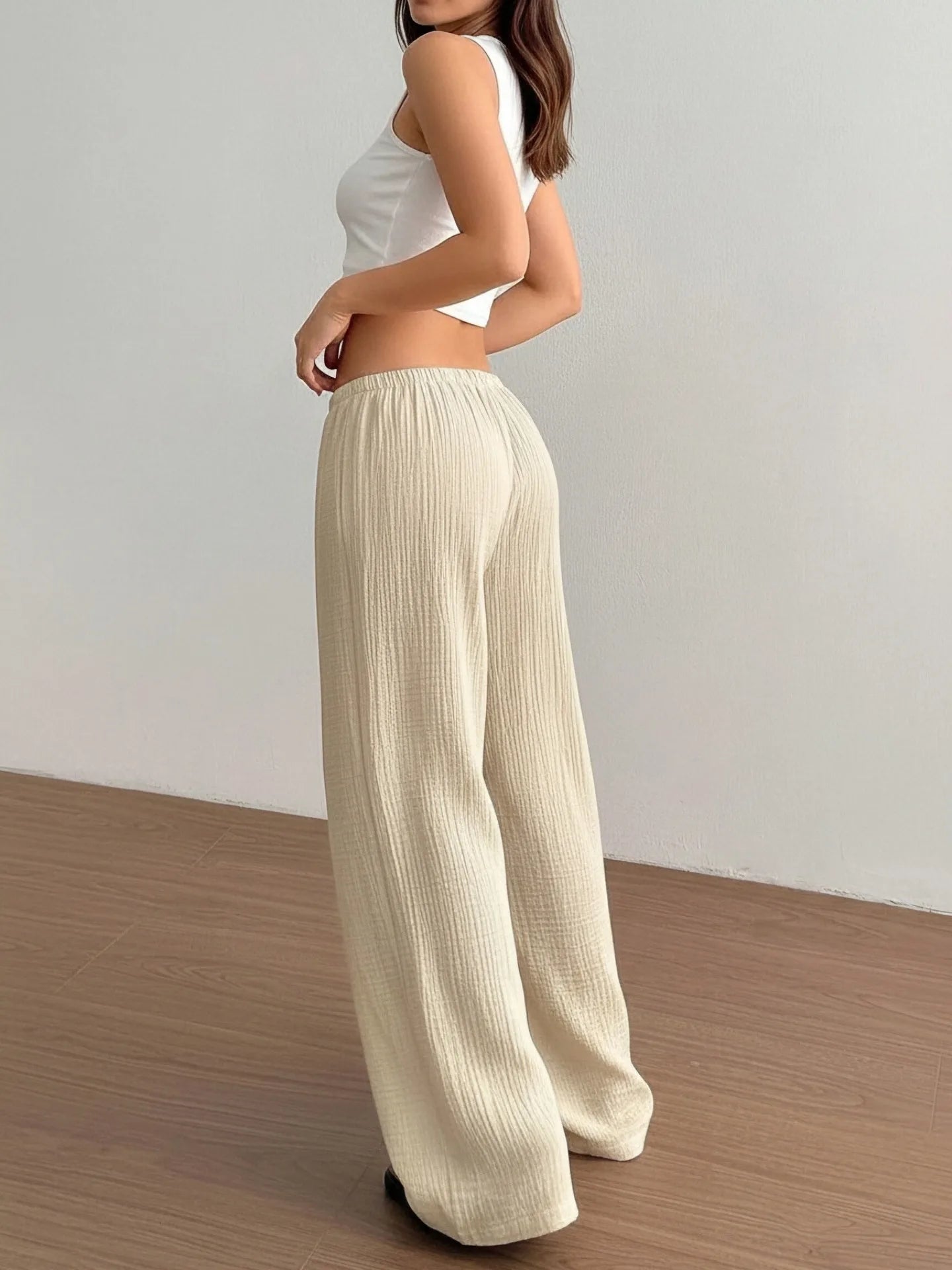 Summer Thin Texture Loose Pants Women High Waist Wide Leg Pants Women Casual Lazy Style Comfortable Breathable Trousers Women