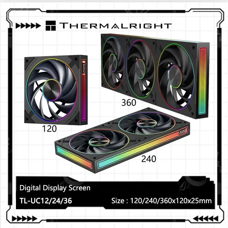Thermalright TL-UC12/24/36 Computer Case Cooling Fan,Infinite Mirror High-Performance Digital Display Screen
