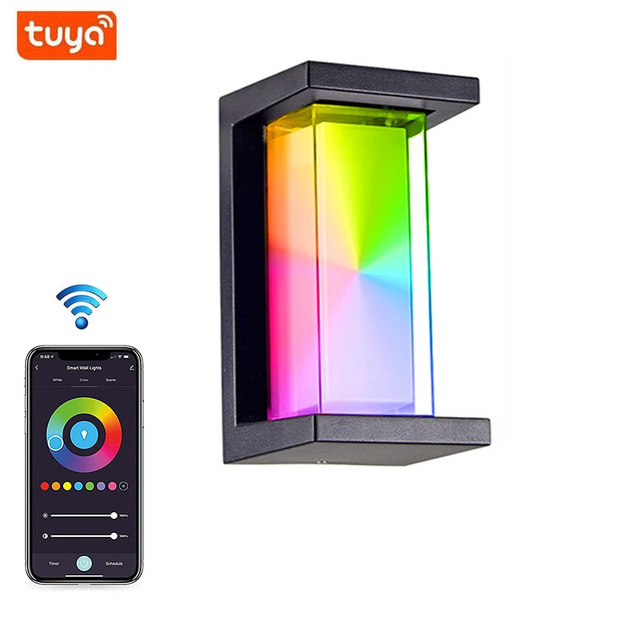 Smart WiFi LED Wall Lamp Indoor Outdoor with Alexa Remote Control RGBCW Wall Light for House Porch Front Door