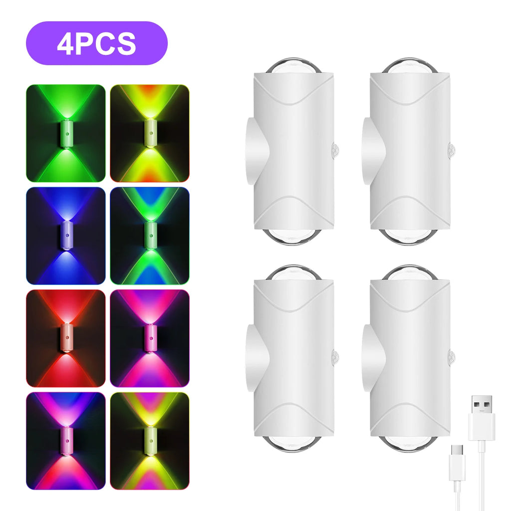 Rechargeable LED Night Lights with Motion Sensor Wall Lights, RGB Gradient Ambient Light, Dimmable Indoor Lamps, Magnetic Step L