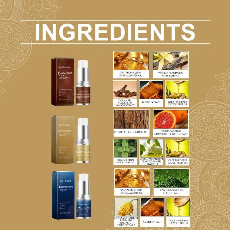 Sandalwood Balm for Men Portable Solid Perfume Long Lasting Scent  for Dating Party and Gifts