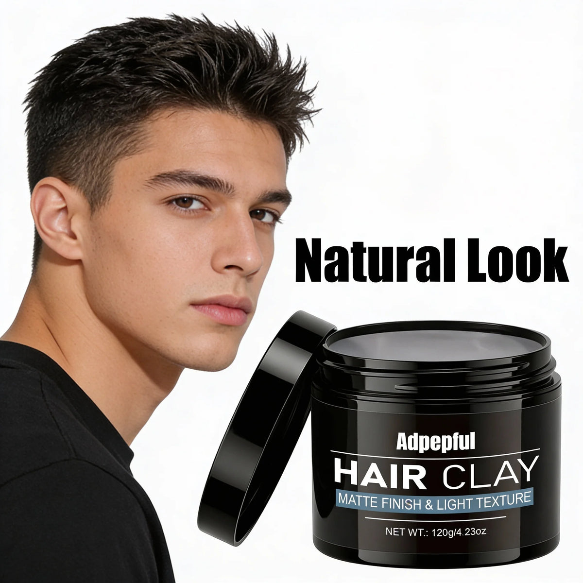 Adglamful Matte Styling Clay 120g Strong Hold Texturizing Non Greasy Low Shine Hair Mud for Modern Men Look