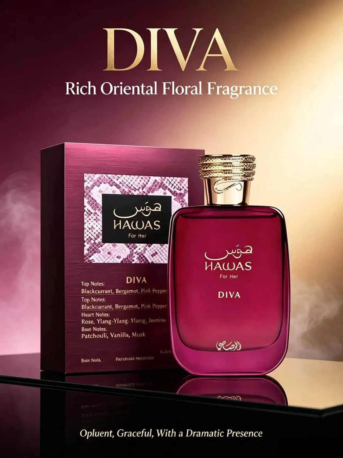Rasasi Hawas Éclat for Her Eau de Parfum 100ML, Fresh Floral Sensual Scent for Women, Elegant Bottle, Ideal for Gifting