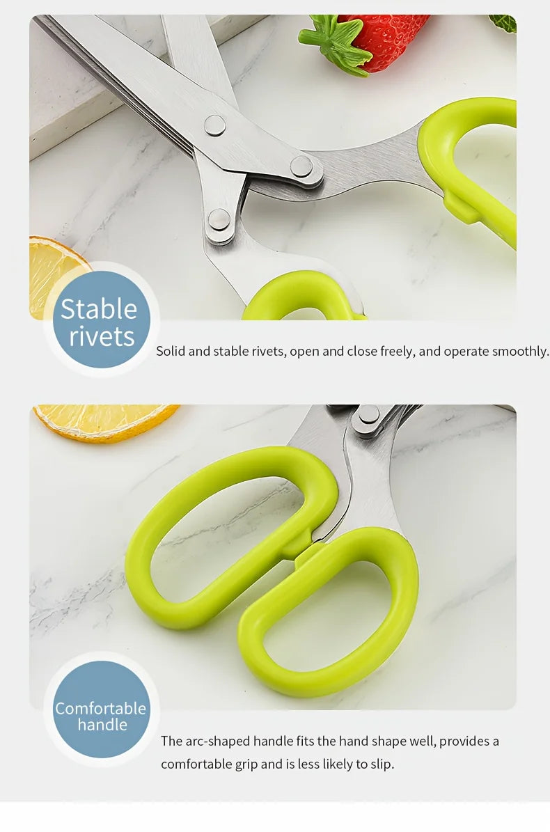 1/2pcs 5-layer Scallion Scissors Stainless Steel Multifunctional Shredded Paper Cutter Vegetable Onion Shears Kitchen Gadgets