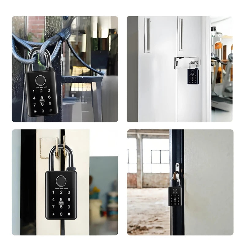 7/10mm Waterproof Tuya Padlock Fingerprint IC Card Password Electronic Lock Heavy duty Padlock for home Warehouse garage