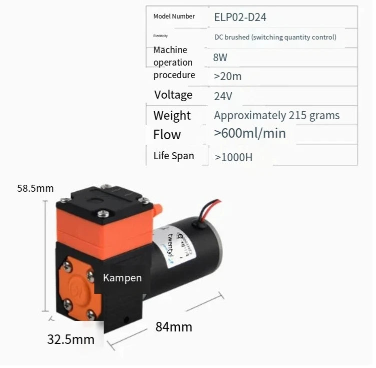 Original Kamoer Miniature Diaphragm Pump 12V 24V ELP02-D12 ELP02-D24