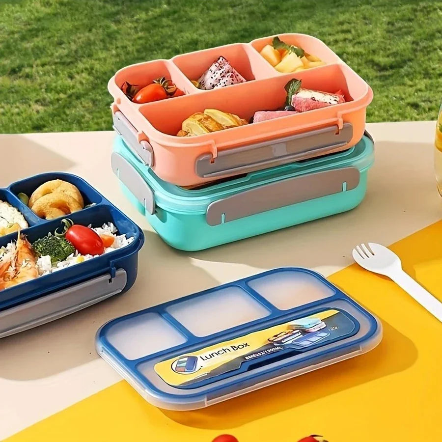 1PC Four grid plastic lunch box 1300ML,student office lunch box,Sealed Leak Proof And Easy To Clean Student Bento Box