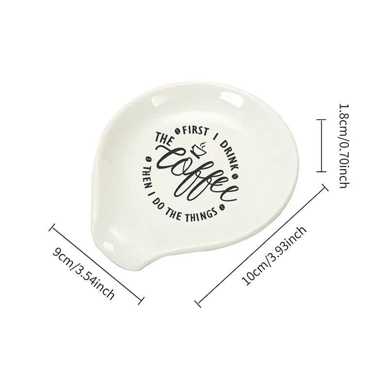 White Ceramic Versatile Spoon Holder & Tray Perfect For Coffee & Soup Spoons Kitchen Organizer Kitchen Utensils Tableware〔CC11〕