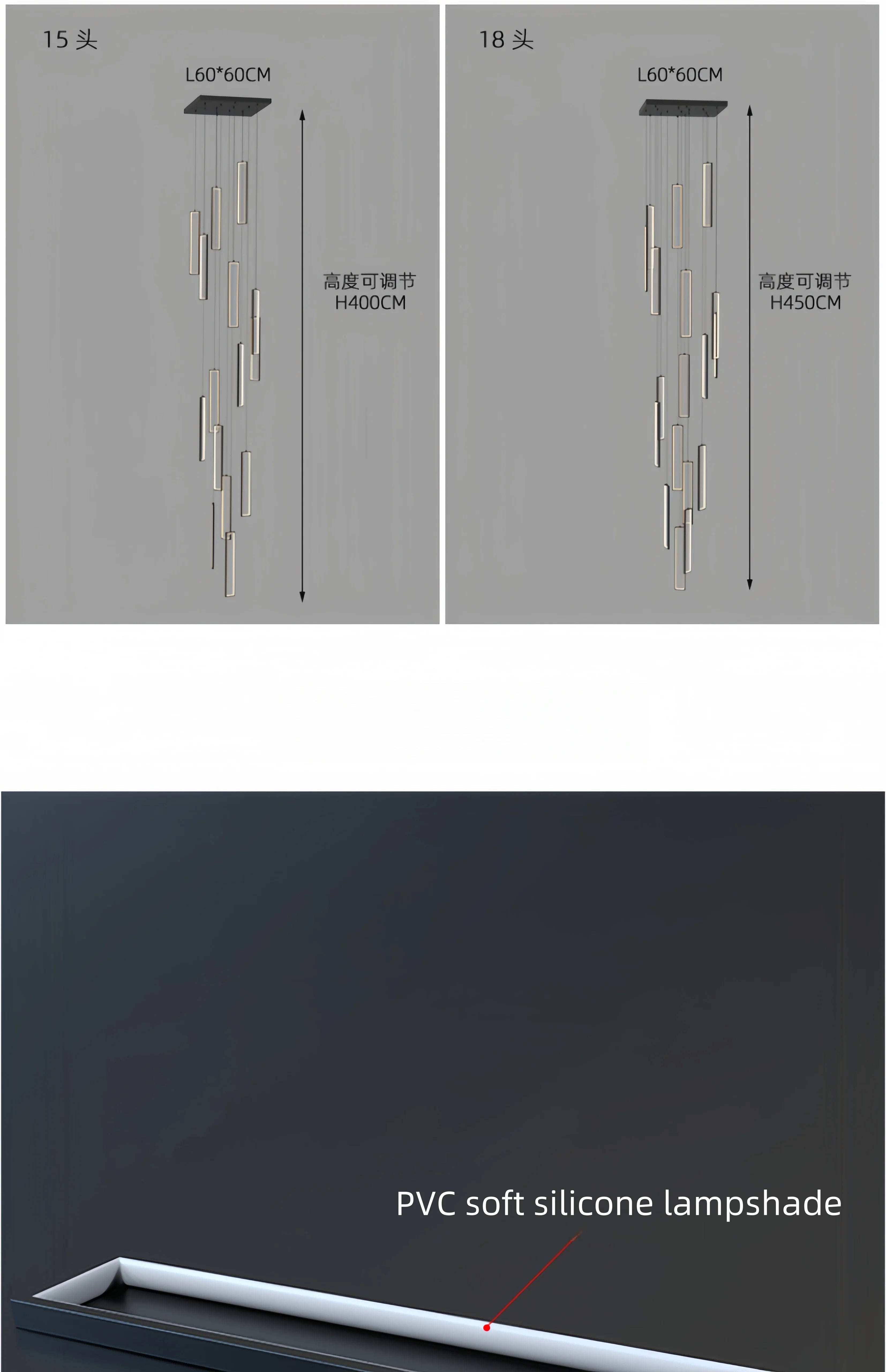 Modern Simple Staircase LED Chandeliers Aluminum Squarer Pendant Lights Loft Villa Duplex Exhibition Hall Decor Lighting Fixture