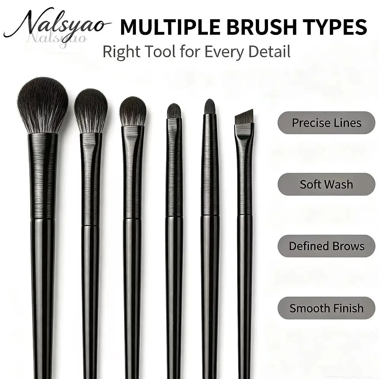 Makeup Brushes Set for Eyes – Natural Eyeshadow, Eyebrow, Contour, Eyeliner & Detail Blending Tools