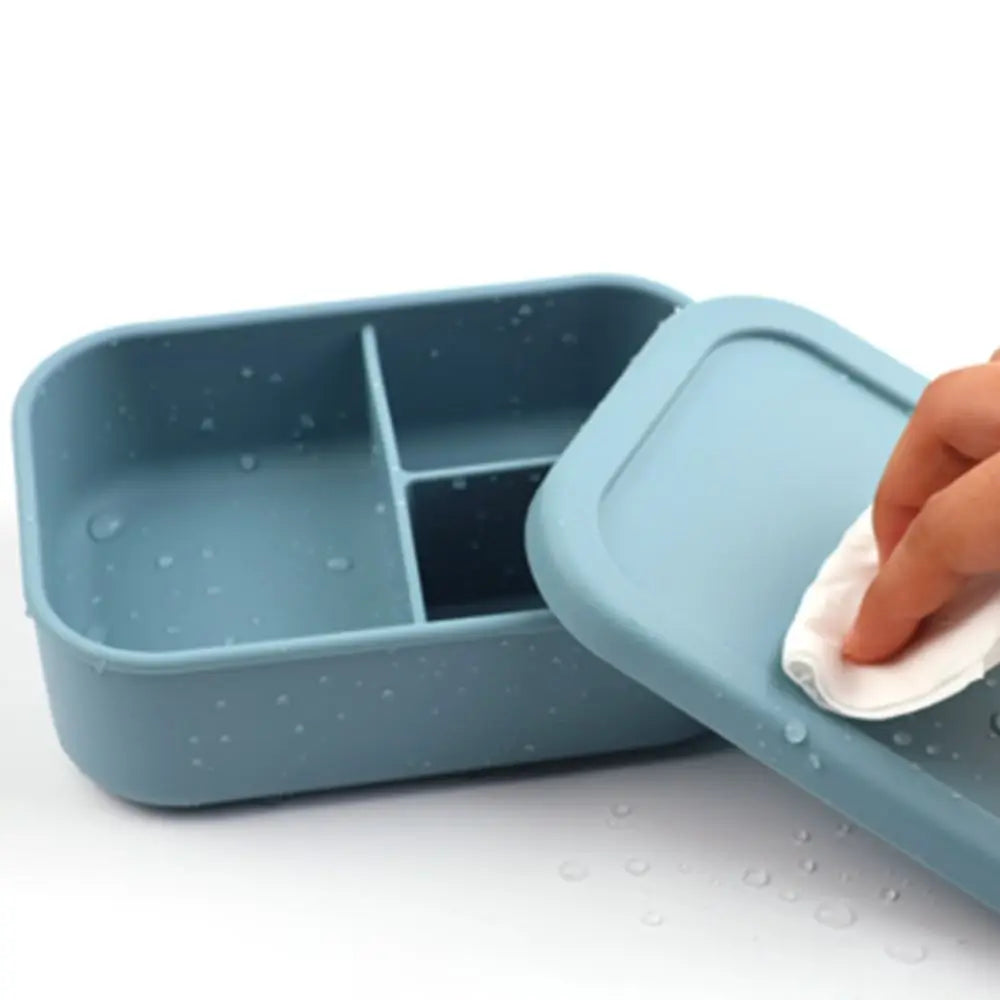 3 Compartments Silicone Lunch Box Rectangular Heat Resistant Food Container Microwavable Lunch Container School