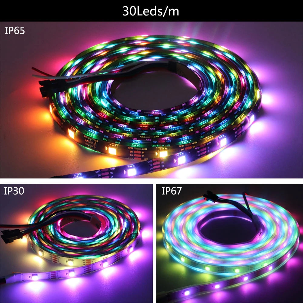 WS2812B WS2811 WS2813 WS2815 30/60/144pixels/leds/m 5050 RGB LED Strip WS2812 Individually Addressable Tape Light DC5V DC12V
