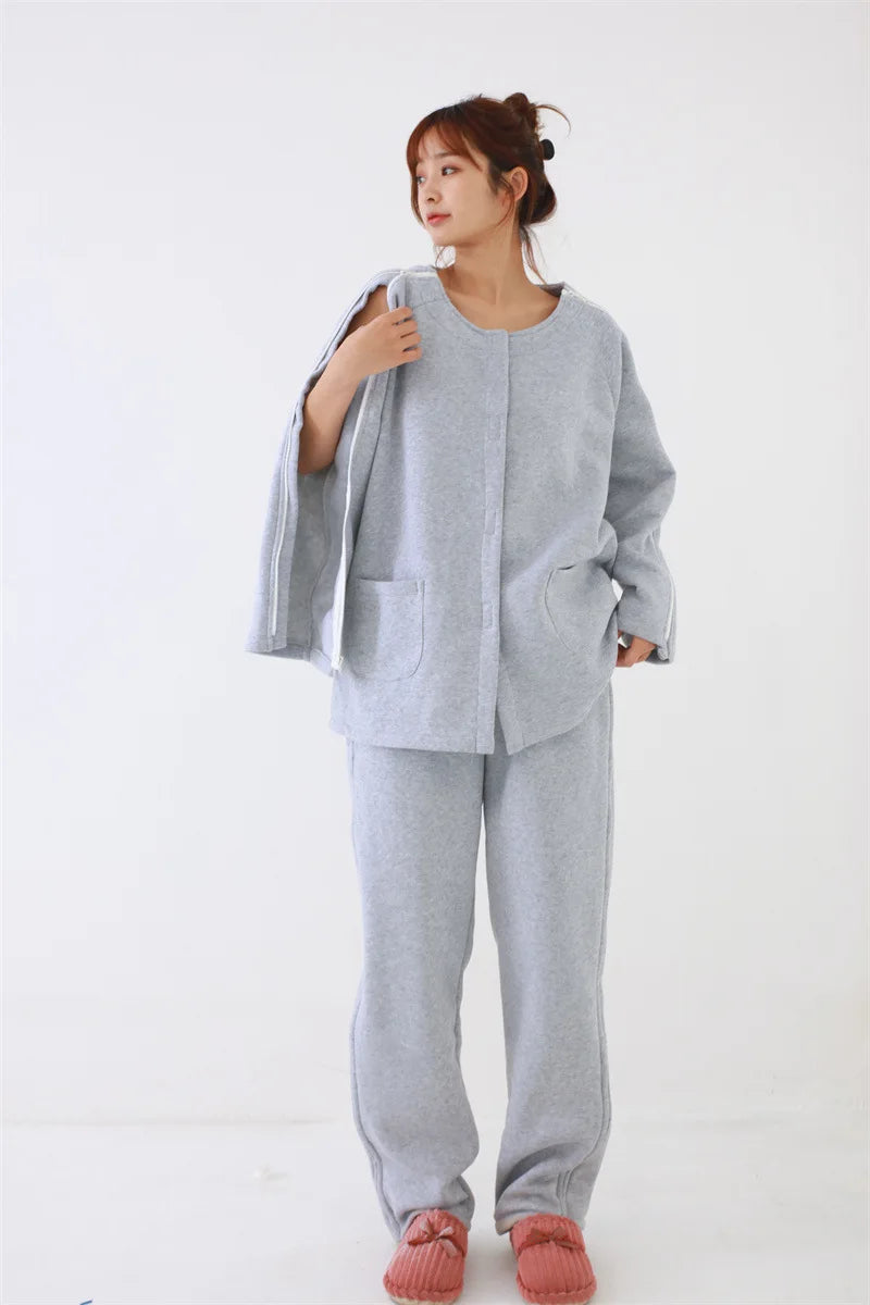 Easy Wear Care Pants for Elderly with Fall/Winter Thin Velvet Paralysis Bedridden Patients and Leg Fracture/Operation Recovery