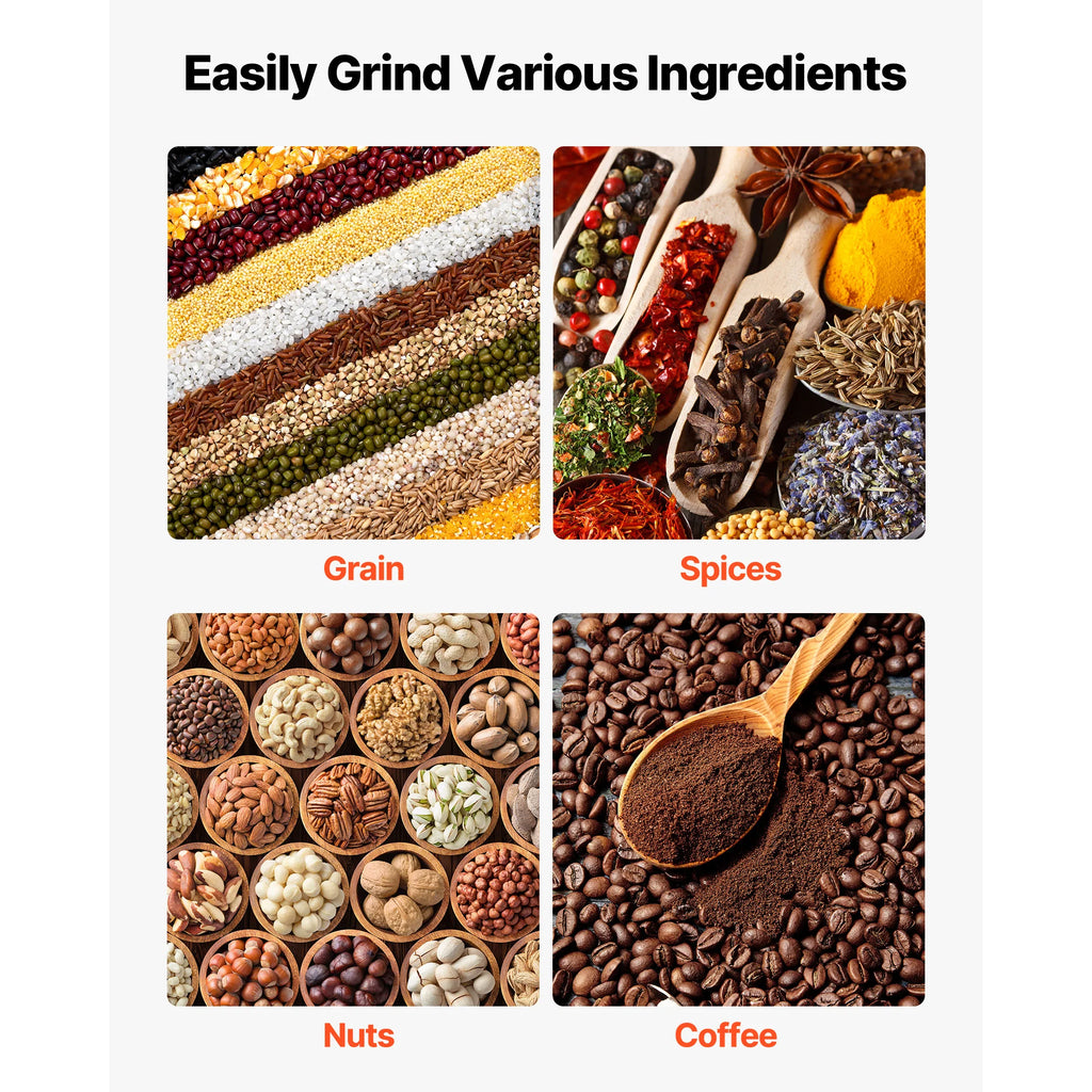 SucceBuy Manual Grain Mill with High Hopper Hand-Crank Corn Grinder with Stable Table Clamp for Grains Spices Coffee Beans Nuts