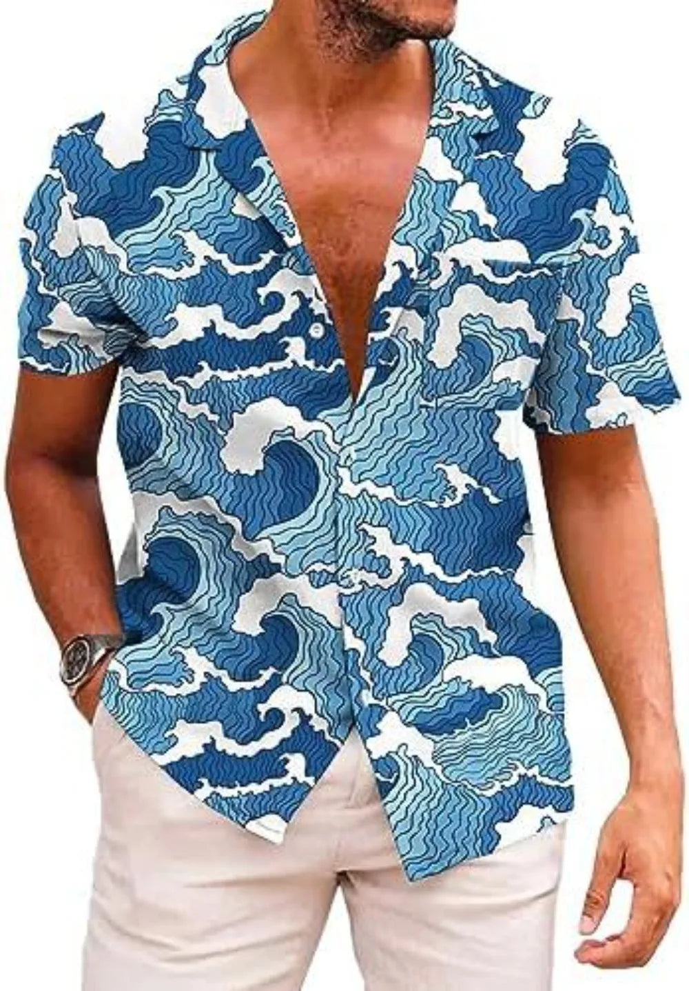 Summer Trendy Hawaiian Men's Palm Beach Shirt Tropical Vacation Clothing