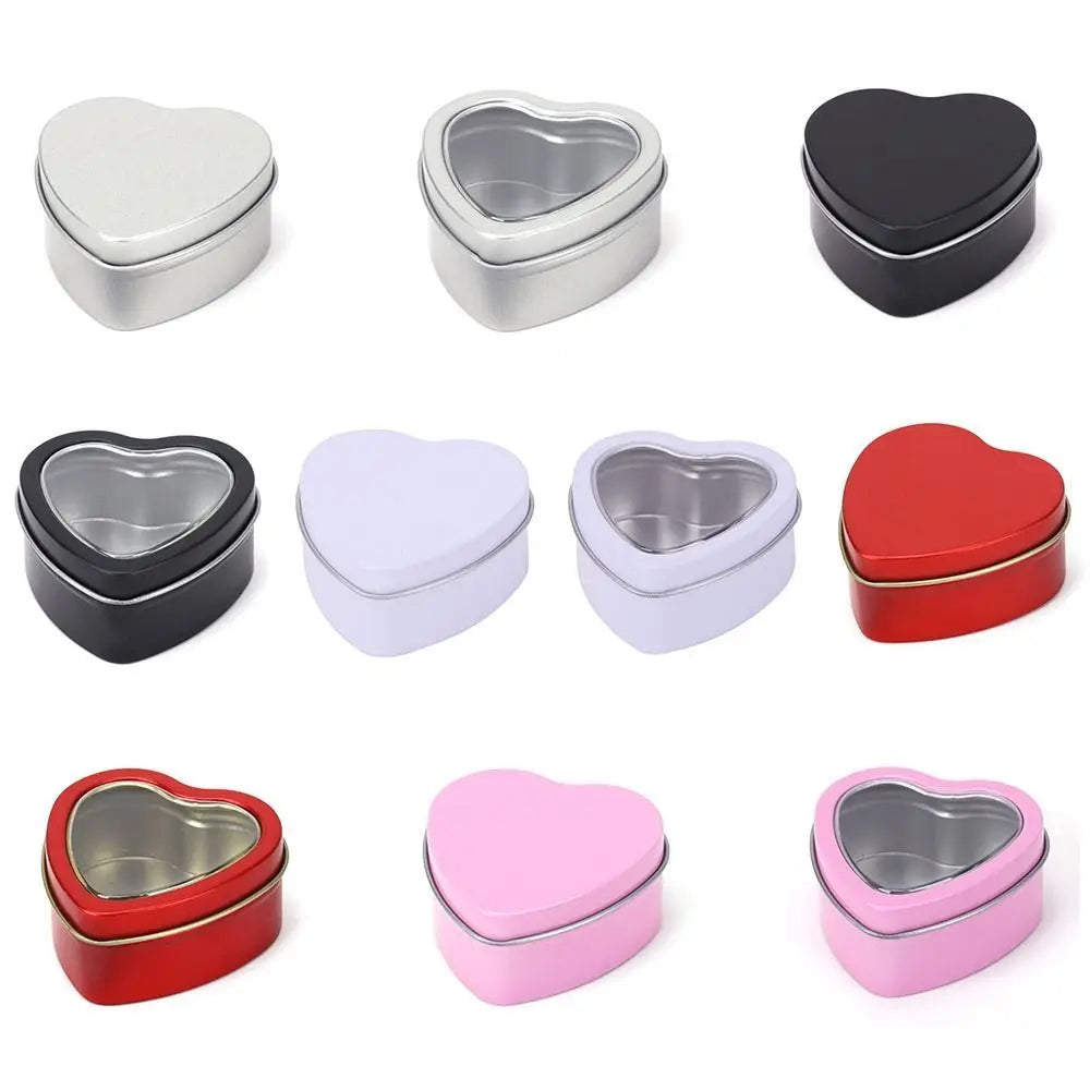 Heart Shape Metal Box Aluminum Tin Jar for Cream Balm Nail Candle Cosmetic Container Refillable Tea Cans Candy Packaging Box 1Pc