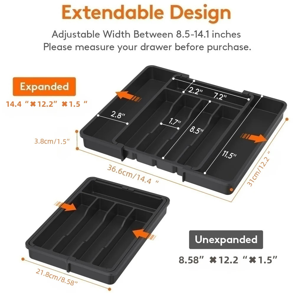 1pcs Silverware Organizer - Expandable Kitchen Drawer Organizer, Adjustable Utensil Organizer, Cutlery Tray for Forks, Knives,