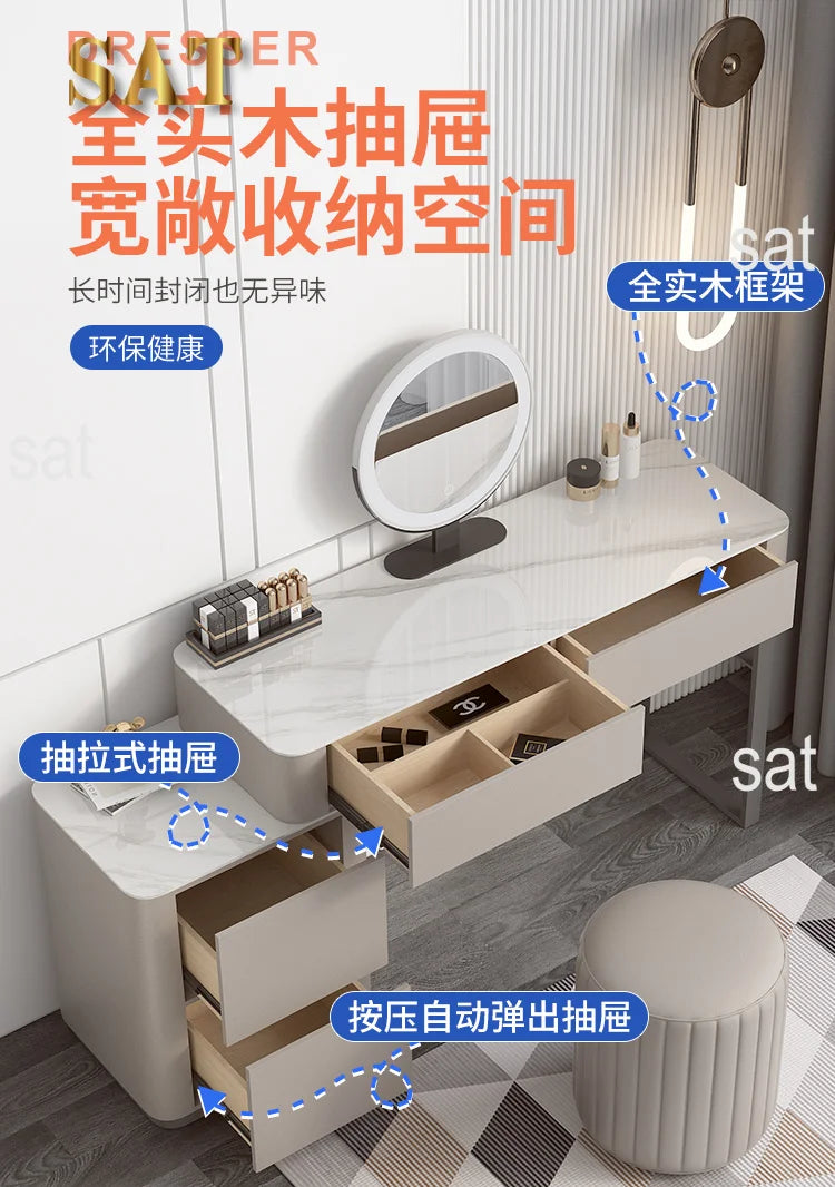 Modern Vanity Table with Mirror & Storage