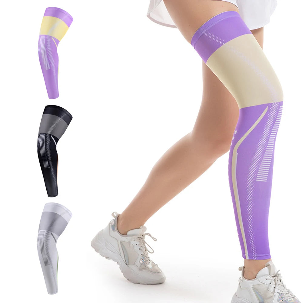 1PCs Compression Leg Sleeves Full Length for Varicose Veins Running Cycling Sports UV Protection Knee Support for Women Men
