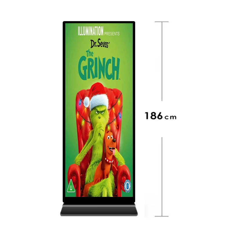 OEM 70 75 86 inch vertical full screen LCD kiosk floor rack advertising display totem indoor digital signage poster