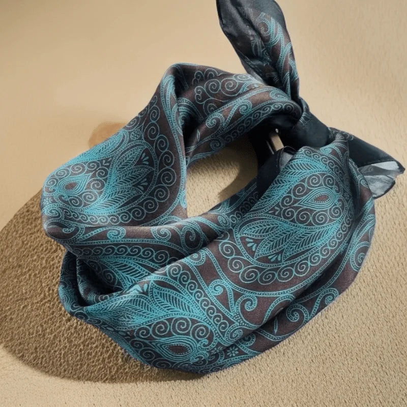 Luxury Brand Paisley Houndstooth Printed Square Scarf Soft Satin Thin Smooth Neck Scarf Sunscreen Headscarf For Women Head Wrap