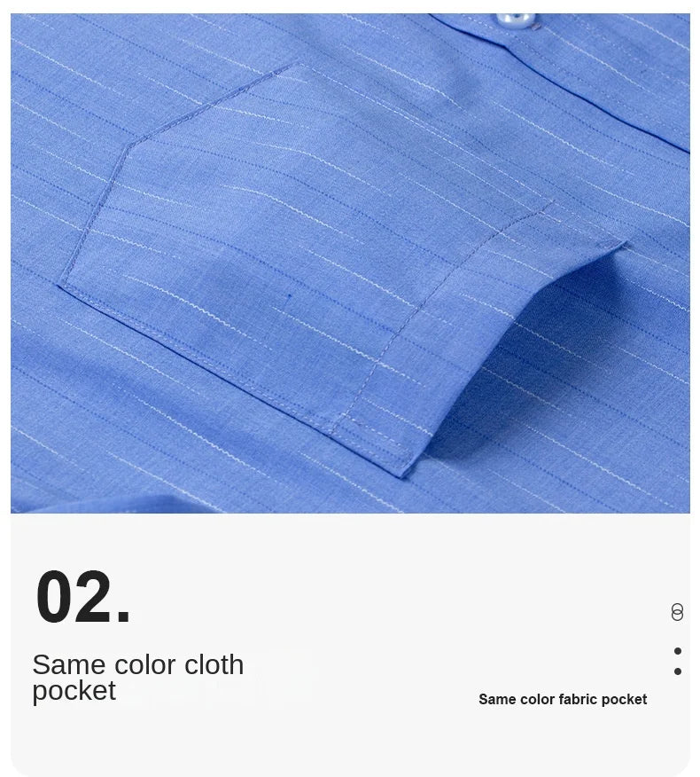 Bamboo Fiber Men Shirt Long Sleeve Elastic Anti-wrinkle Regular Fit business Formal Social pink Blue Striped checkered print 4XL