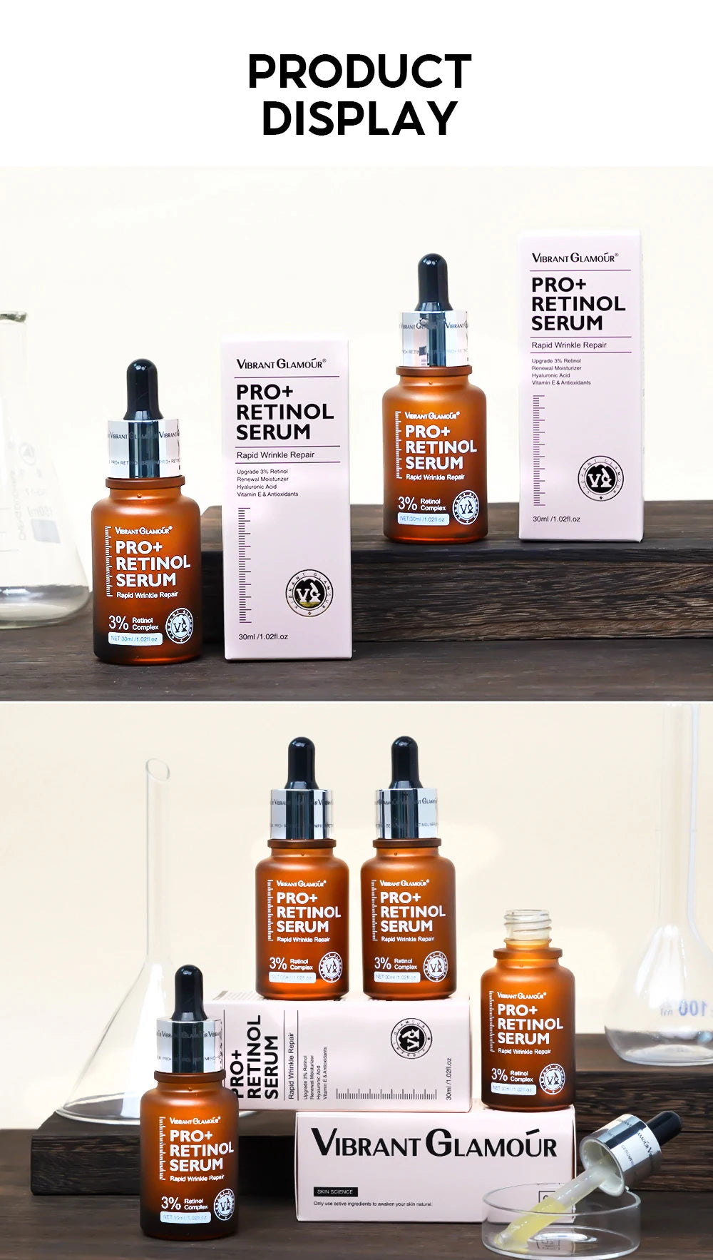 VIBRANT GLAMOUR Retinol Face Serum Pro + 3% Retinol Complex  Facial  Skin Care  30ML