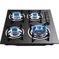 Top Cooktop 4 Burner Gas Stove Built in Tempered Glass Black Surface 4 Burner Cooker Gas Stove