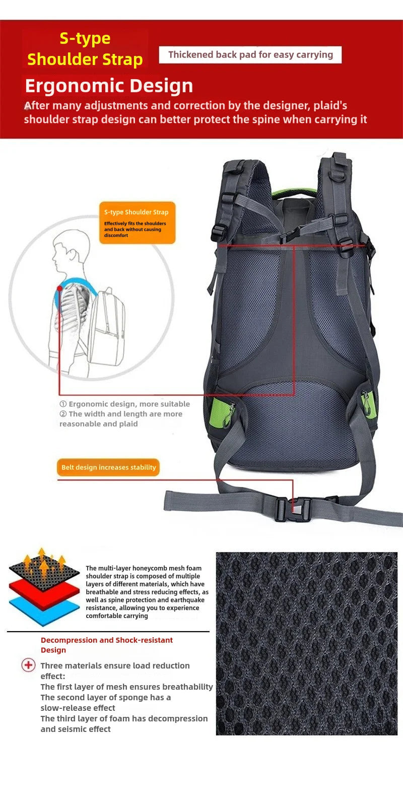 Large Capacity Travel Backpack 40l 60l Waterproof Back Pack Laptop Bag For Men Women Outdoor Travel Hiking Sports Business Trip