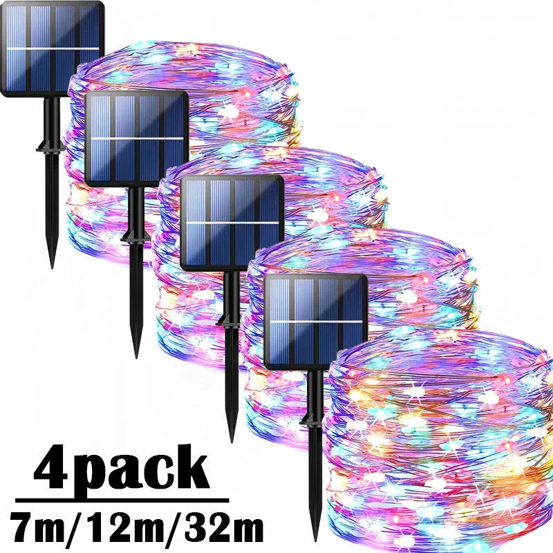Waterproof Solar Fairy Light String Outdoor LED String Light Garden Tree Decoration Wireless Light String Warm Light  Atmosphere